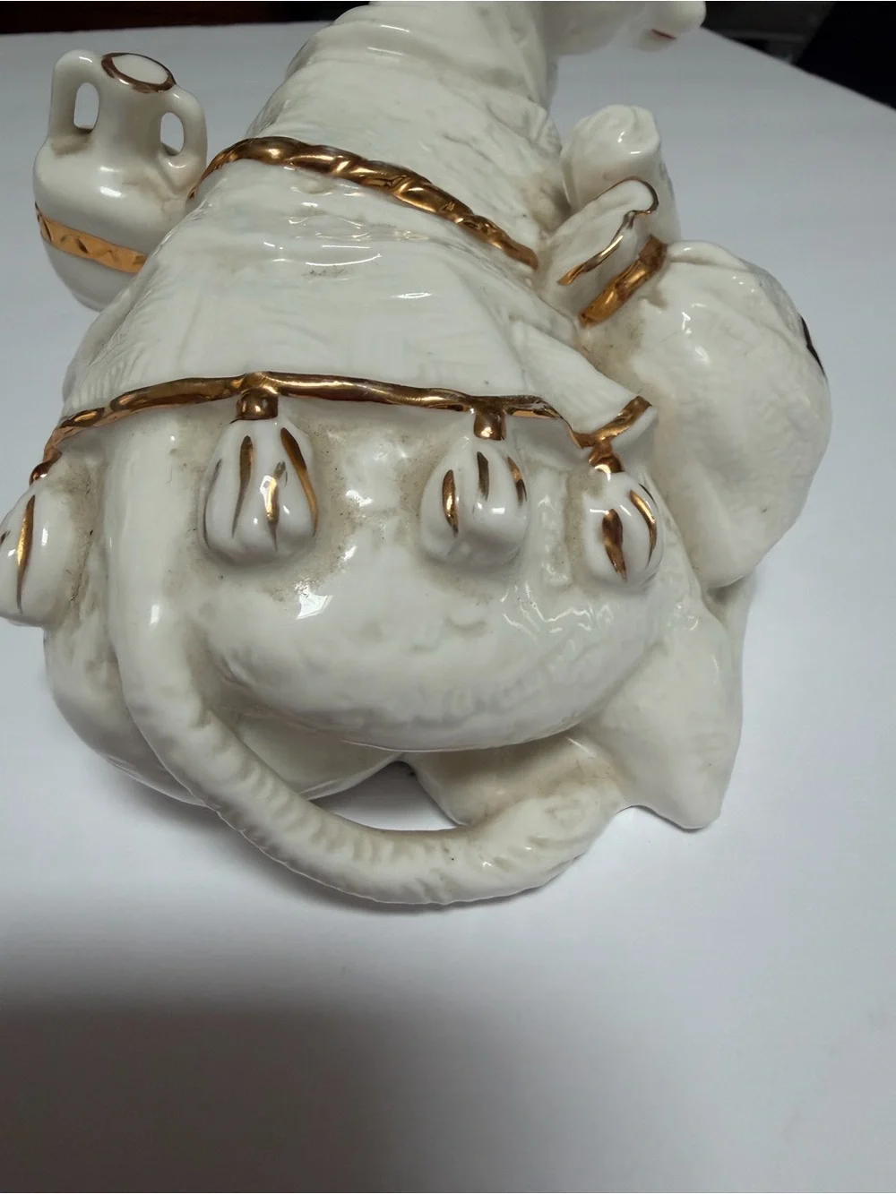 White Porcelain Cow with 24K Gold Decorative Bull Figurine - Holiday Home Decor